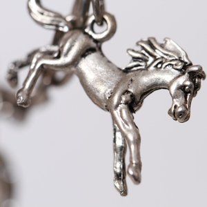 Three Horses and Two Sparkly Lucky Horseshoes Charms Bracelet